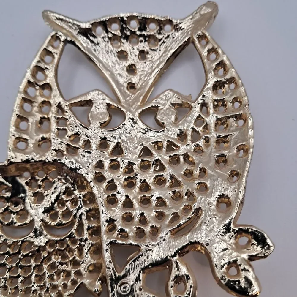 Vintage Owl Earrings Holder 1970s Torino Gold Tone